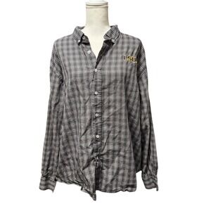 LSU Plaid Button-Up Shirt ProEdge Knights Apparel Gray Gold‎ Logo XL